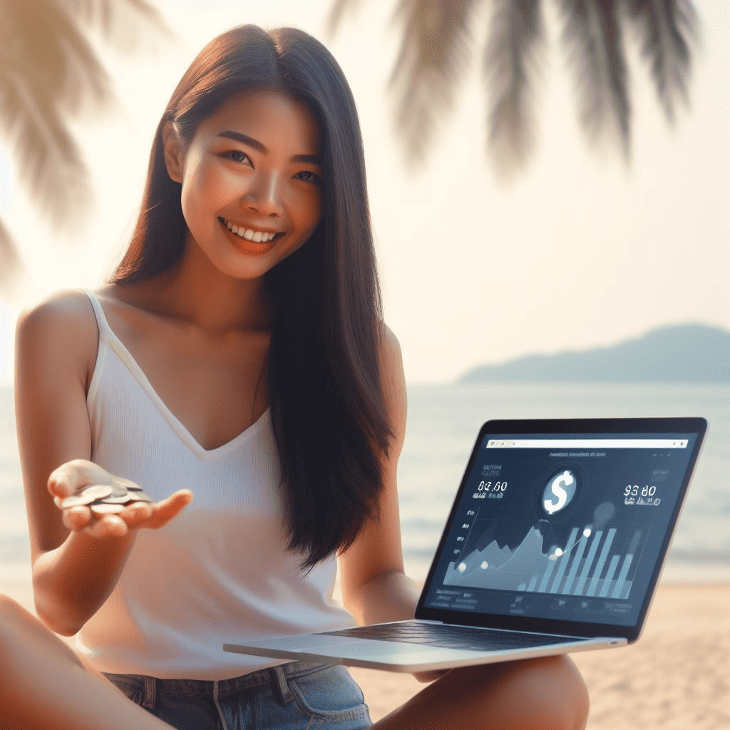 Girl showing the money earned with her Sales Funnel Builder